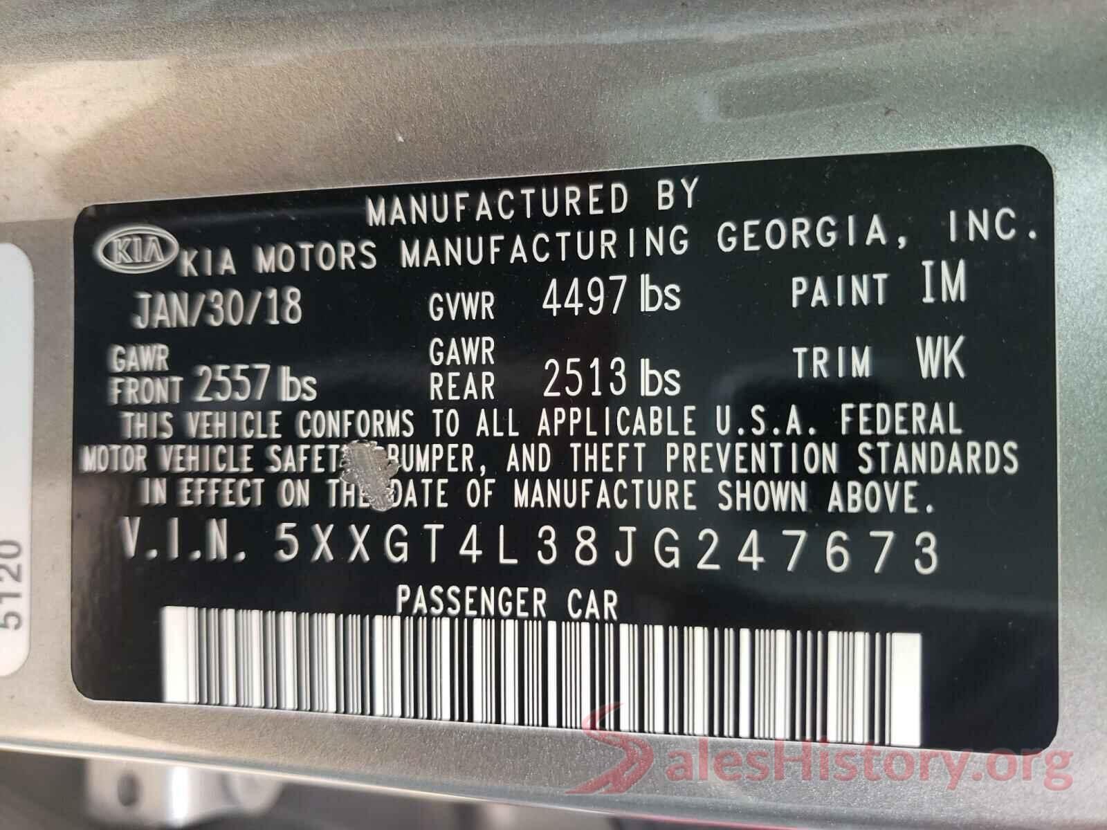 5XXGT4L38JG247673 2018 KIA OPTIMA