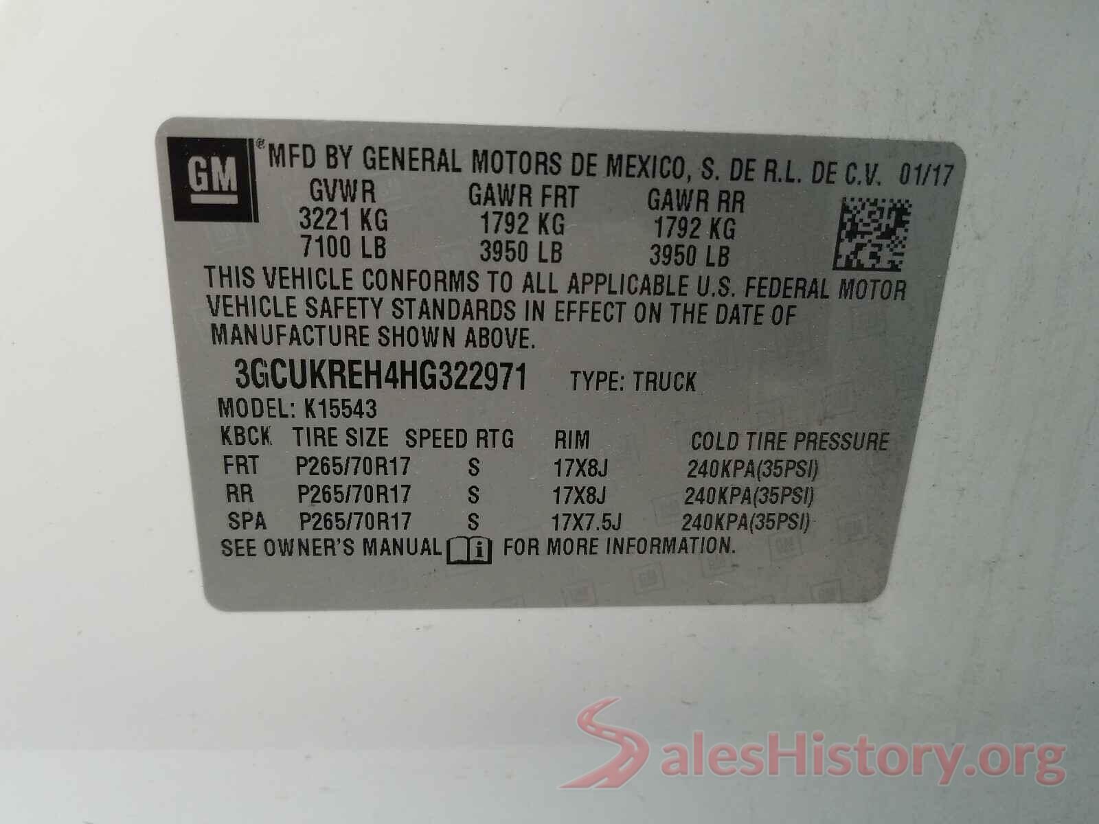 3GCUKREH4HG322971 2017 CHEVROLET SILVERADO