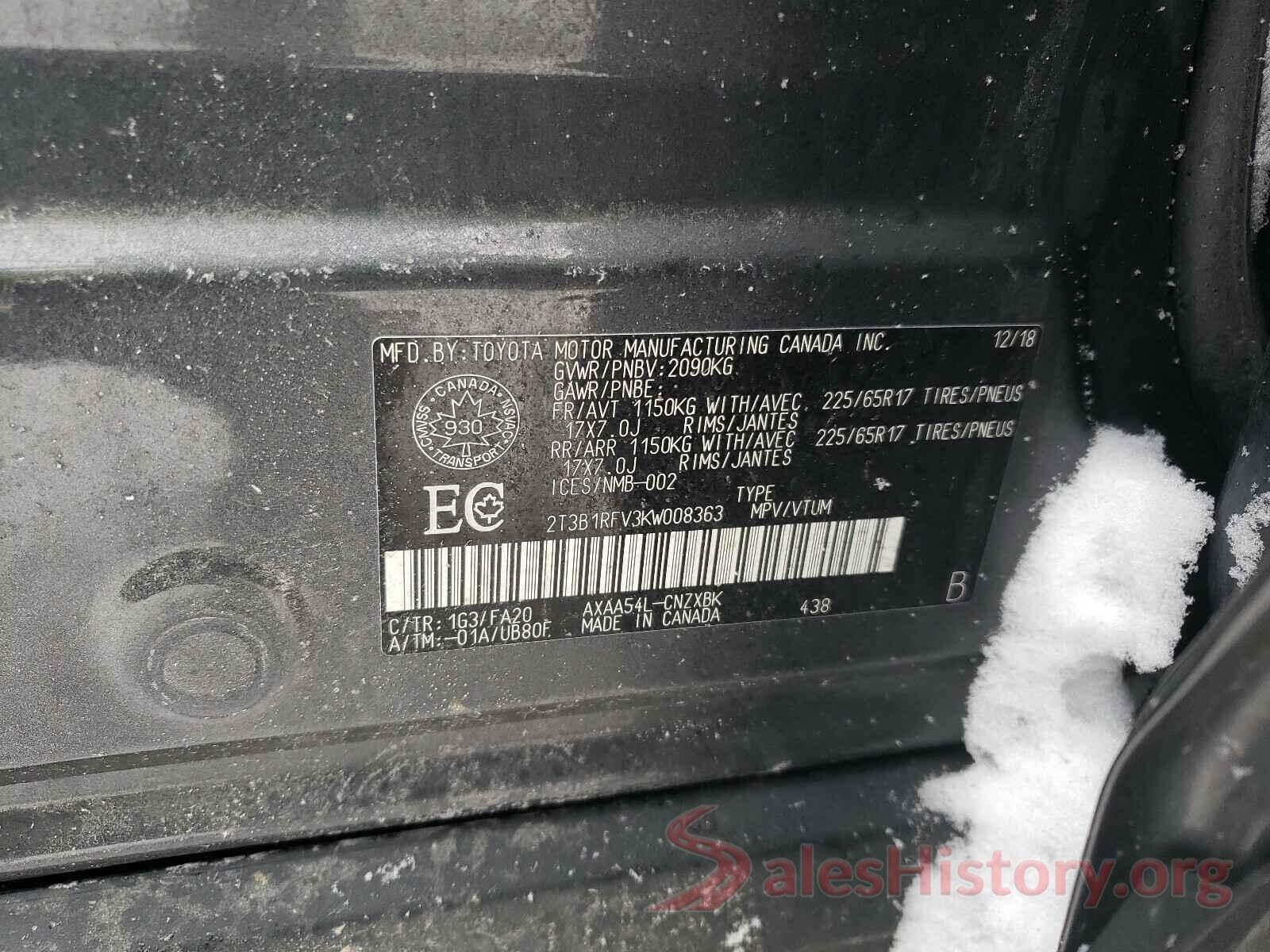 2T3B1RFV3KW008363 2019 TOYOTA RAV4