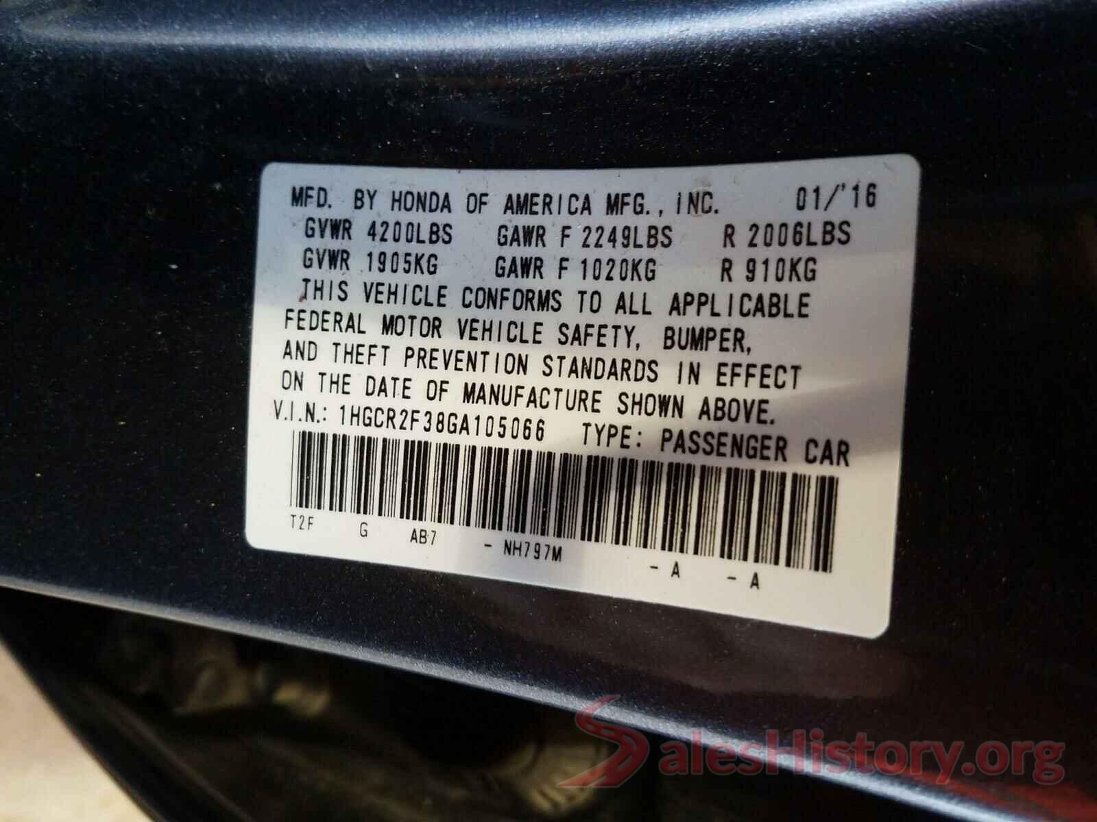 1HGCR2F38GA105066 2016 HONDA ACCORD