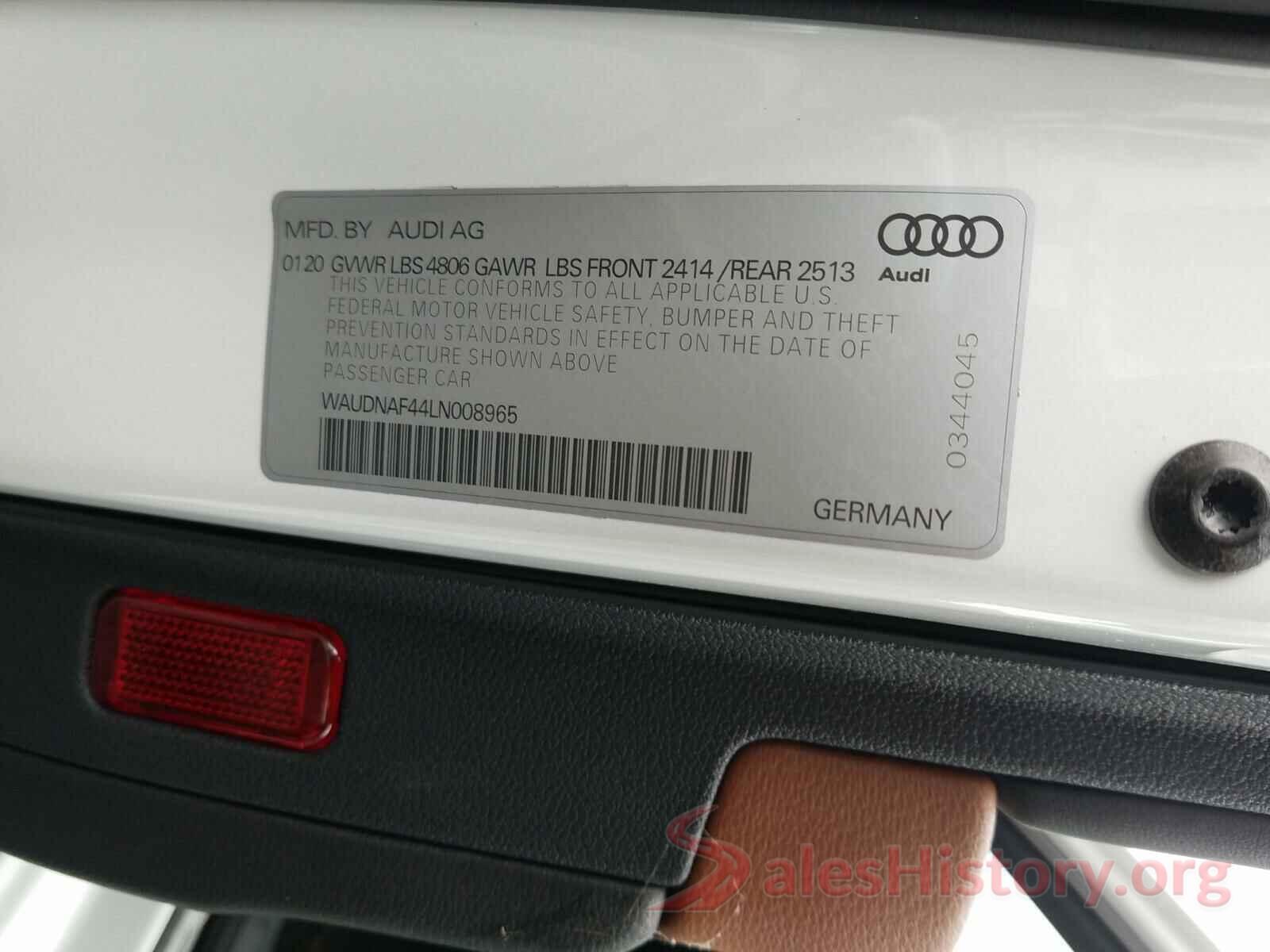 WAUDNAF44LN008965 2020 AUDI A4