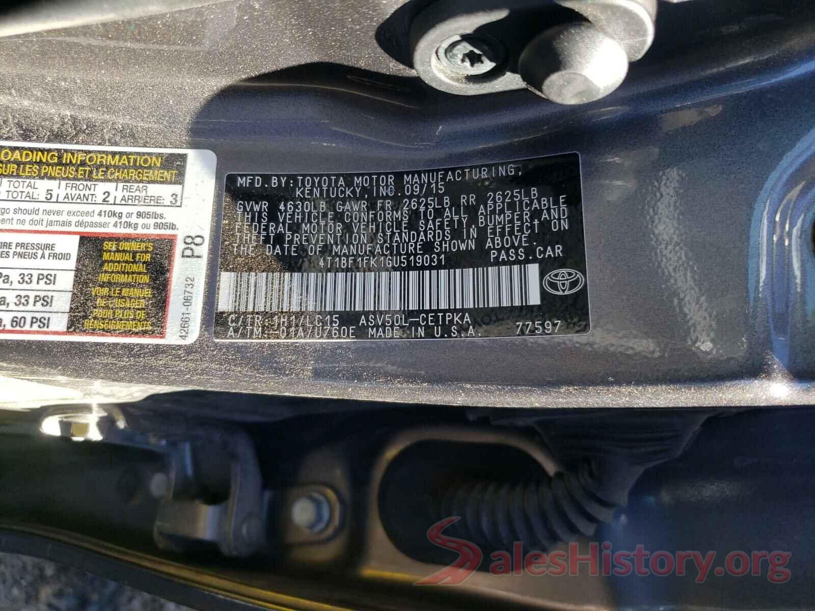 4T1BF1FK1GU519031 2016 TOYOTA CAMRY