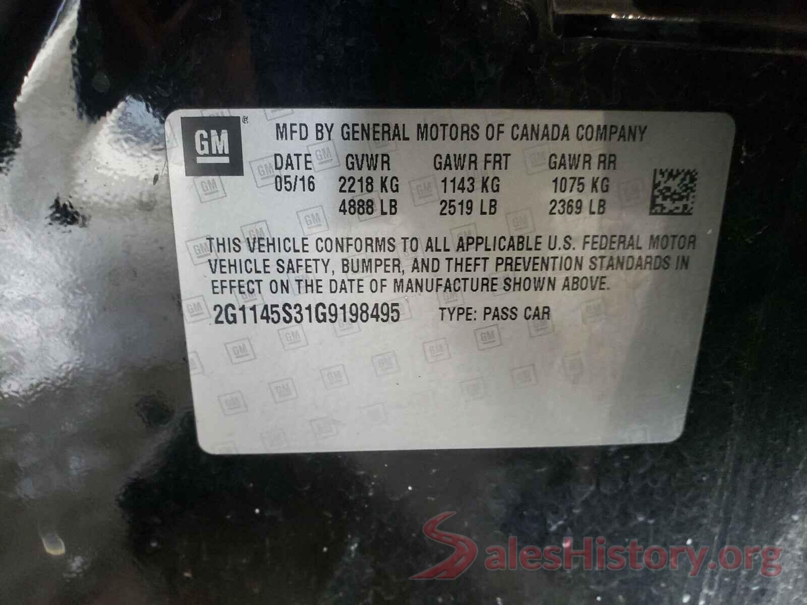 2G1145S31G9198495 2016 CHEVROLET IMPALA