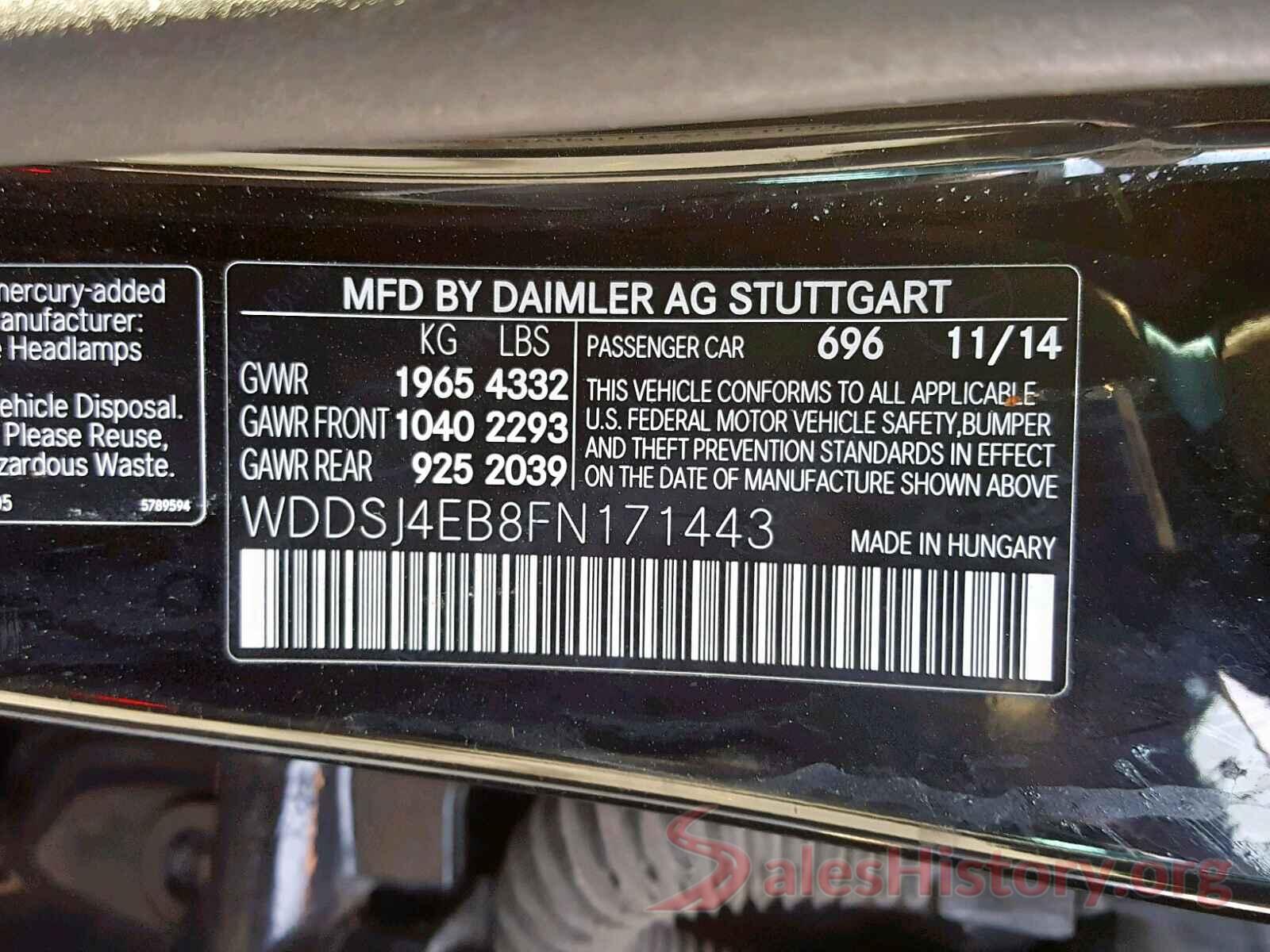 WDDSJ4EB8FN171443 2015 MERCEDES-BENZ C CLASS