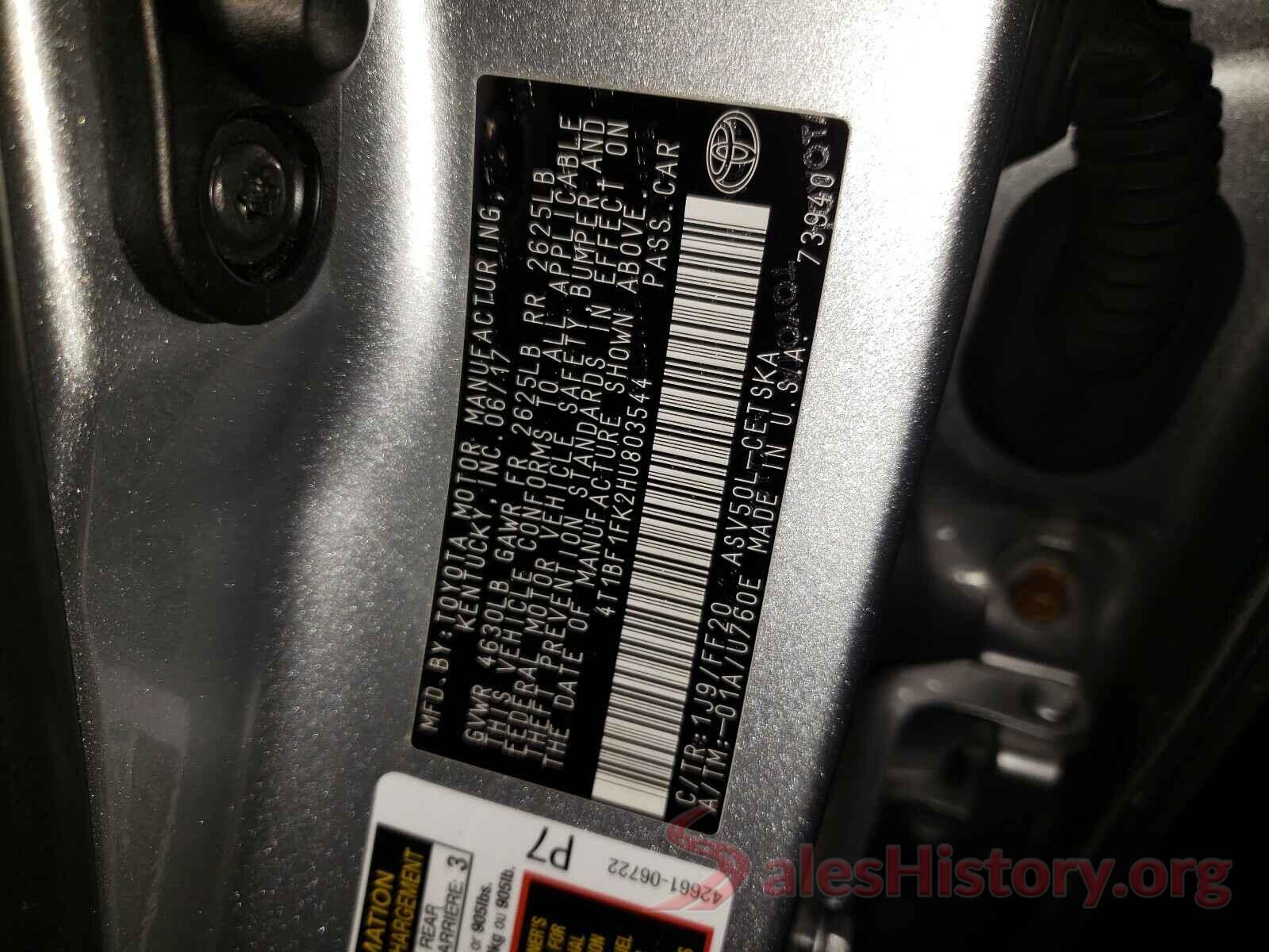 4T1BF1FK2HU803544 2017 TOYOTA CAMRY