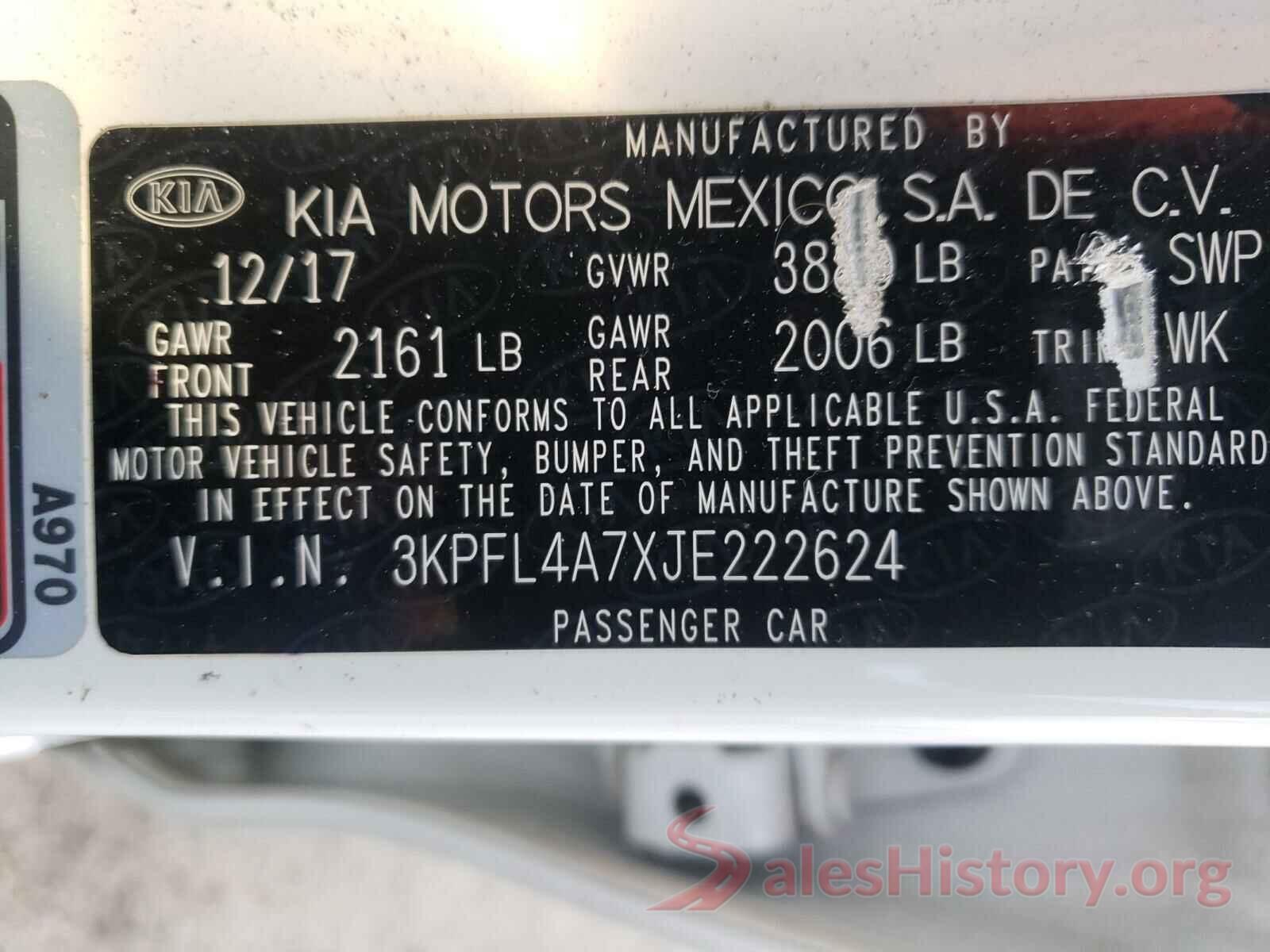 3KPFL4A7XJE222624 2018 KIA FORTE