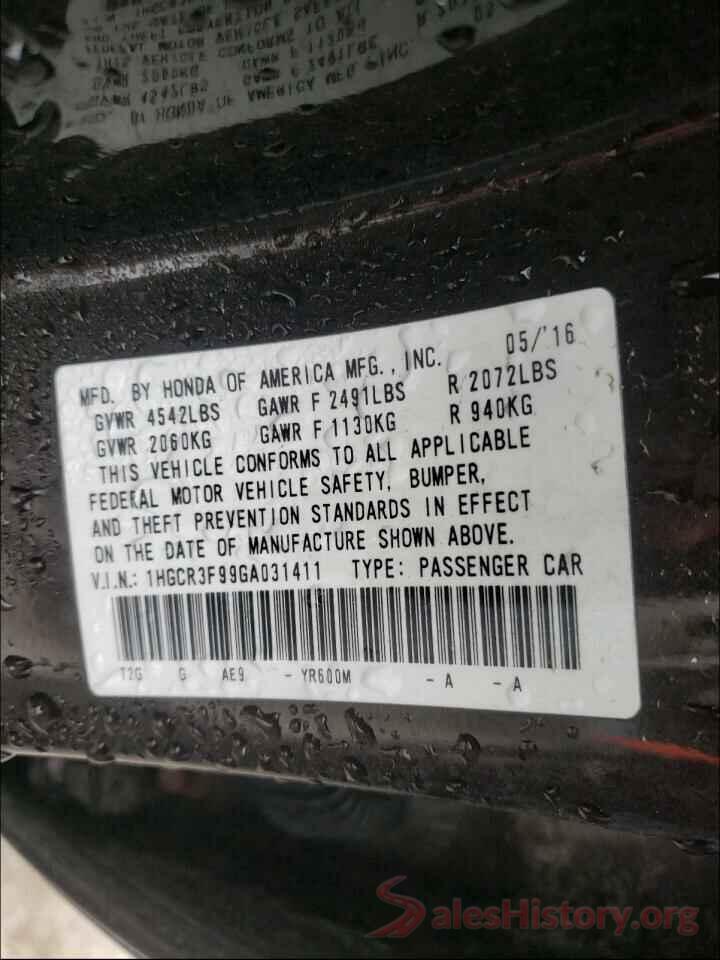 1HGCR3F99GA031411 2016 HONDA ACCORD