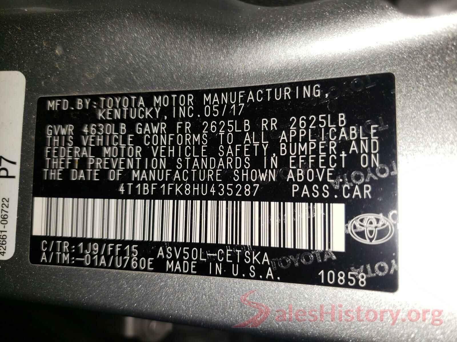 4T1BF1FK8HU435287 2017 TOYOTA CAMRY