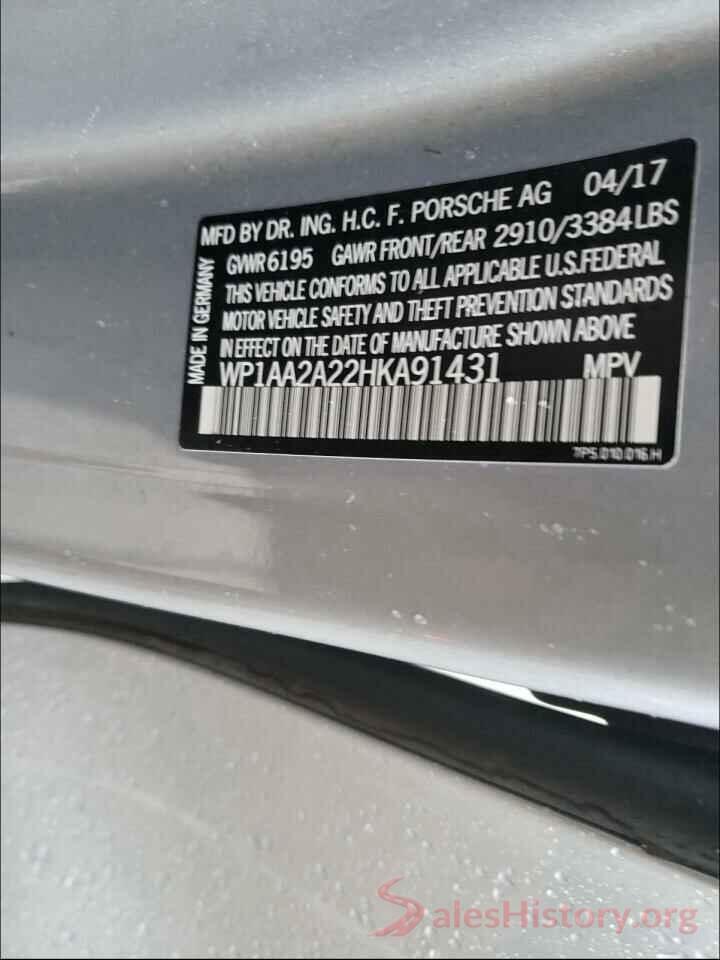 WP1AA2A22HKA91431 2017 PORSCHE CAYENNE