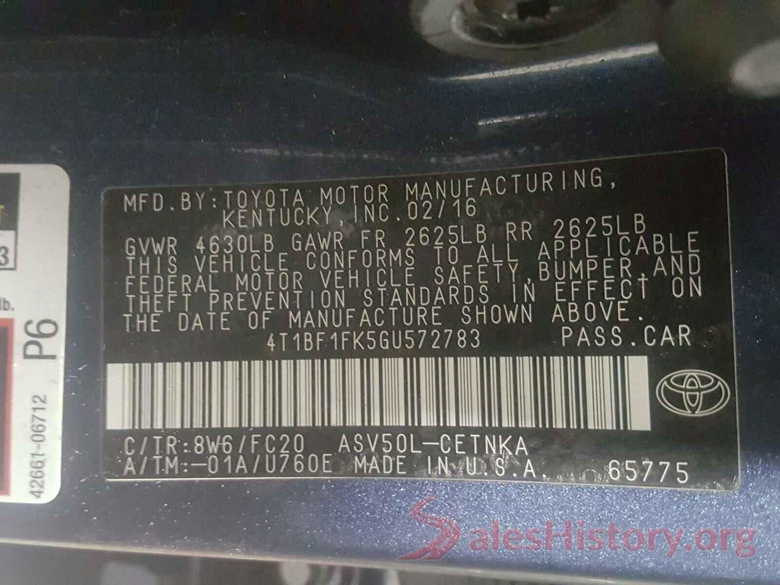 4T1BF1FK5GU572783 2016 TOYOTA CAMRY