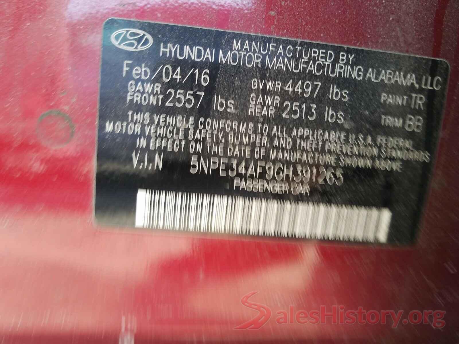 5NPE34AF9GH391265 2016 HYUNDAI SONATA