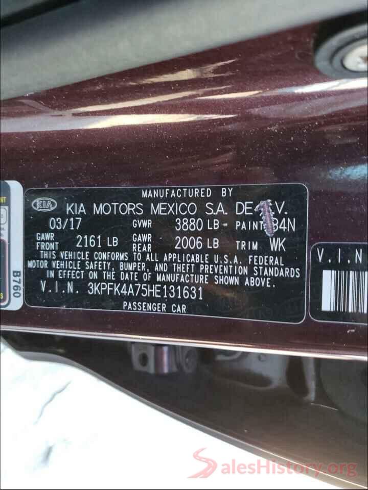 3KPFK4A75HE131631 2017 KIA FORTE