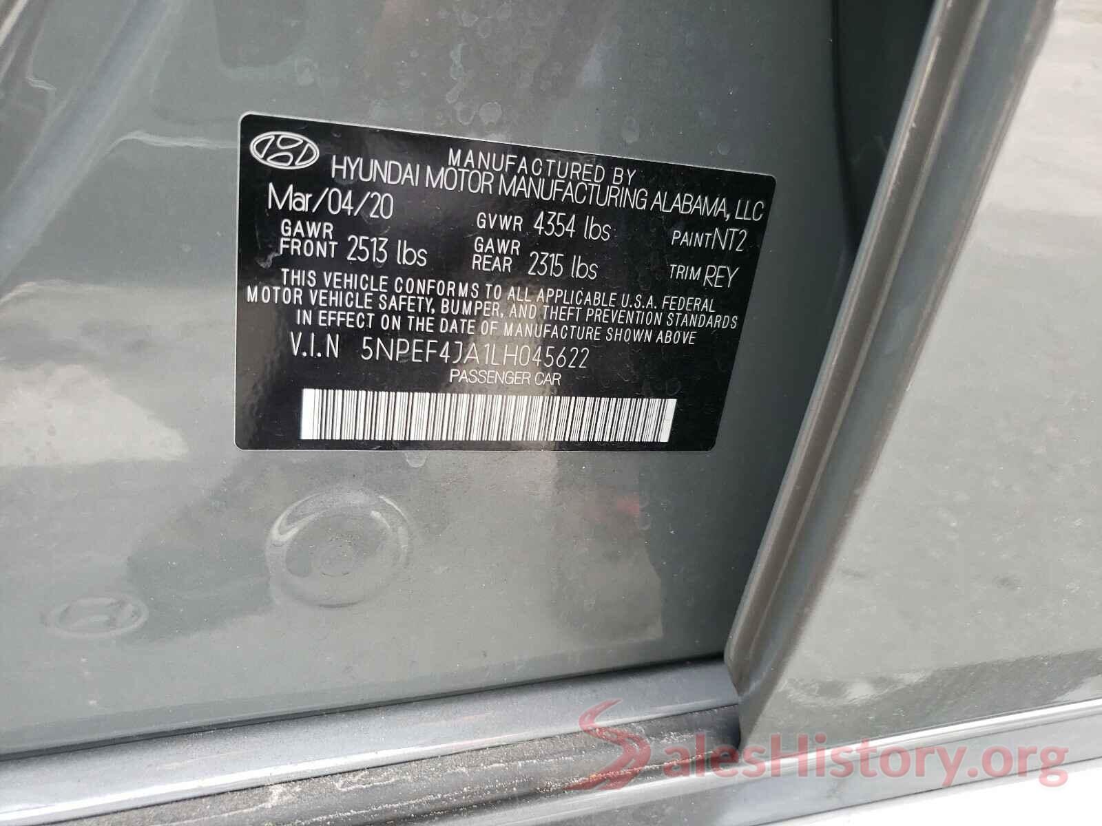 5NPEF4JA1LH045622 2020 HYUNDAI SONATA