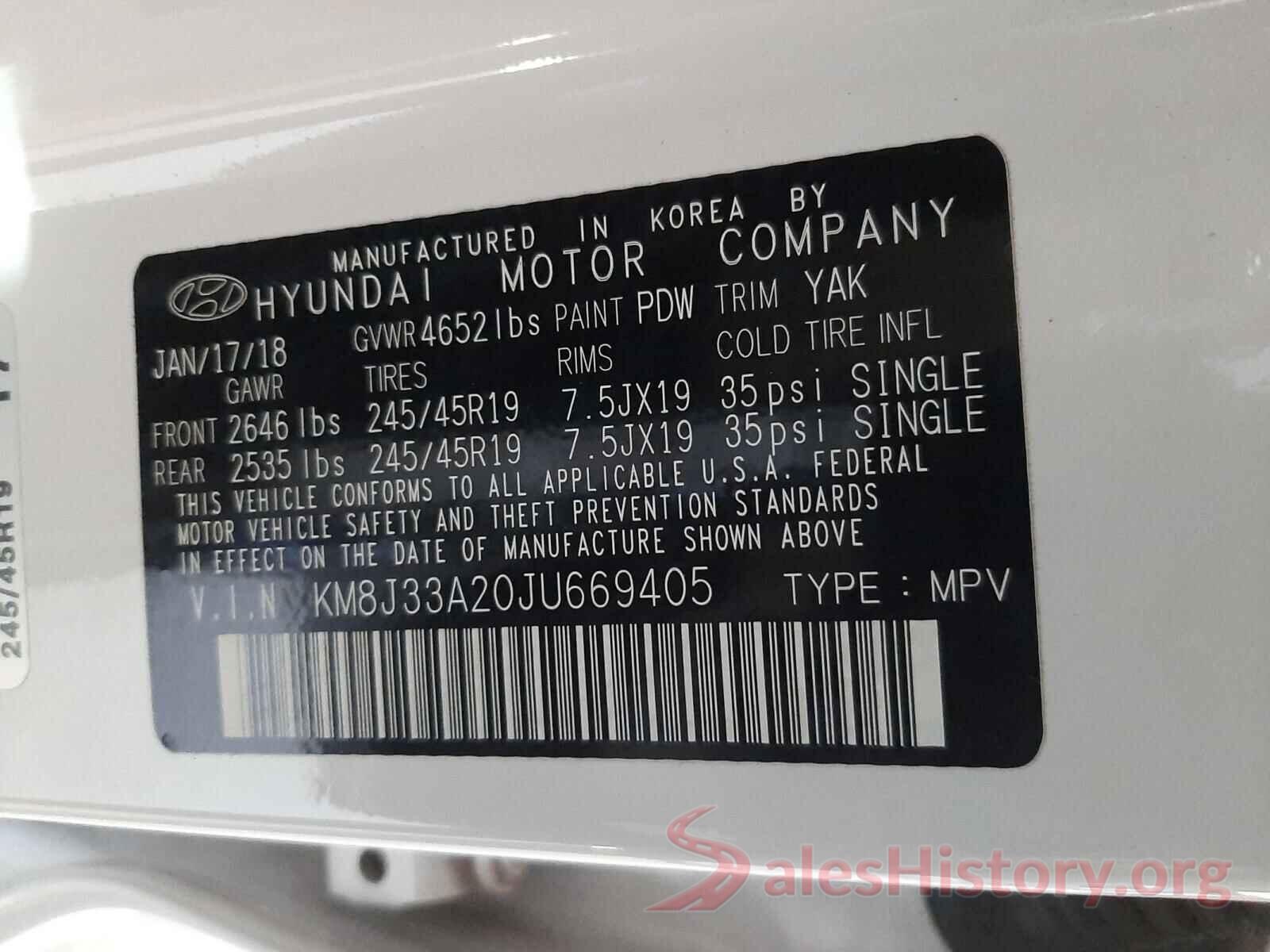 KM8J33A20JU669405 2018 HYUNDAI TUCSON