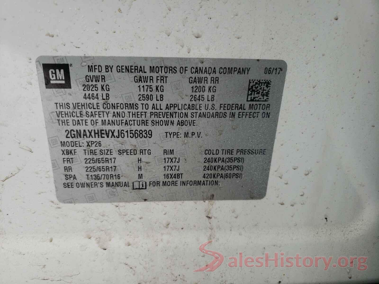 2GNAXHEVXJ6156839 2018 CHEVROLET EQUINOX