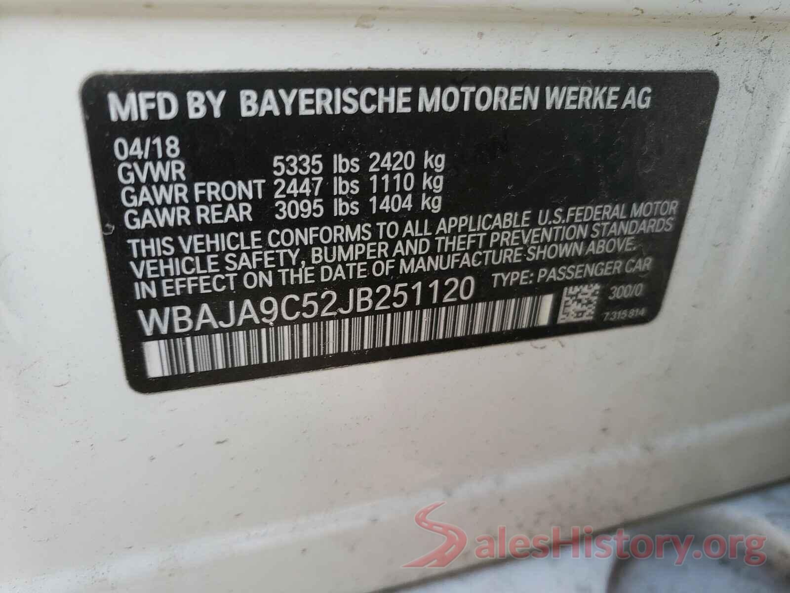 WBAJA9C52JB251120 2018 BMW 5 SERIES