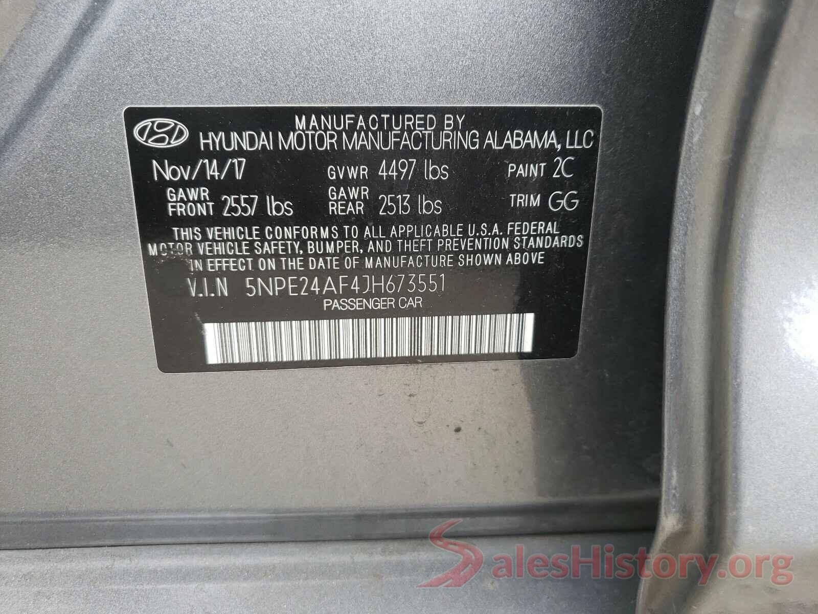 5NPE24AF4JH673551 2018 HYUNDAI SONATA