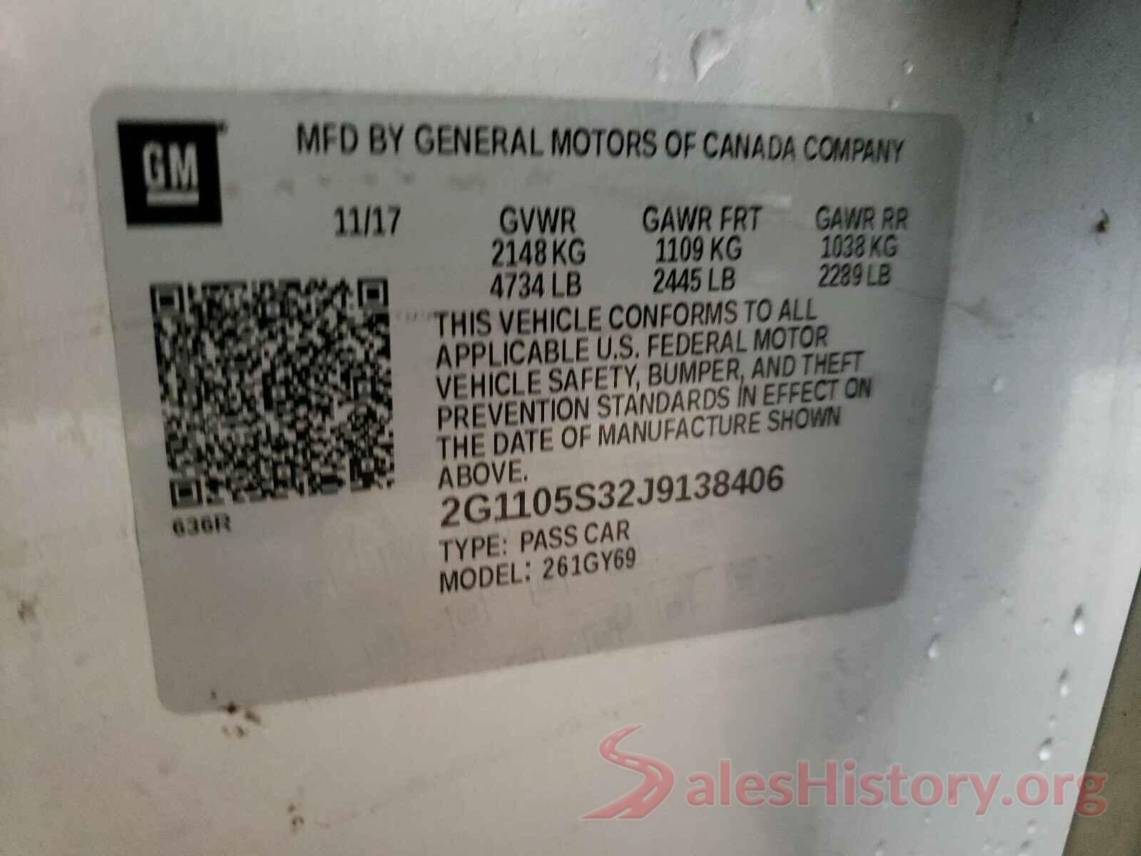 2G1105S32J9138406 2018 CHEVROLET IMPALA