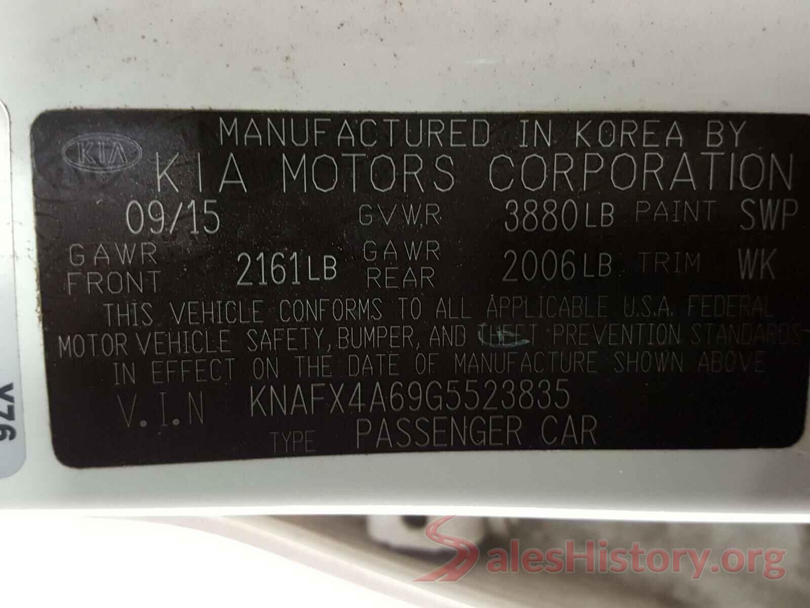 KNAFX4A69G5523835 2016 KIA FORTE