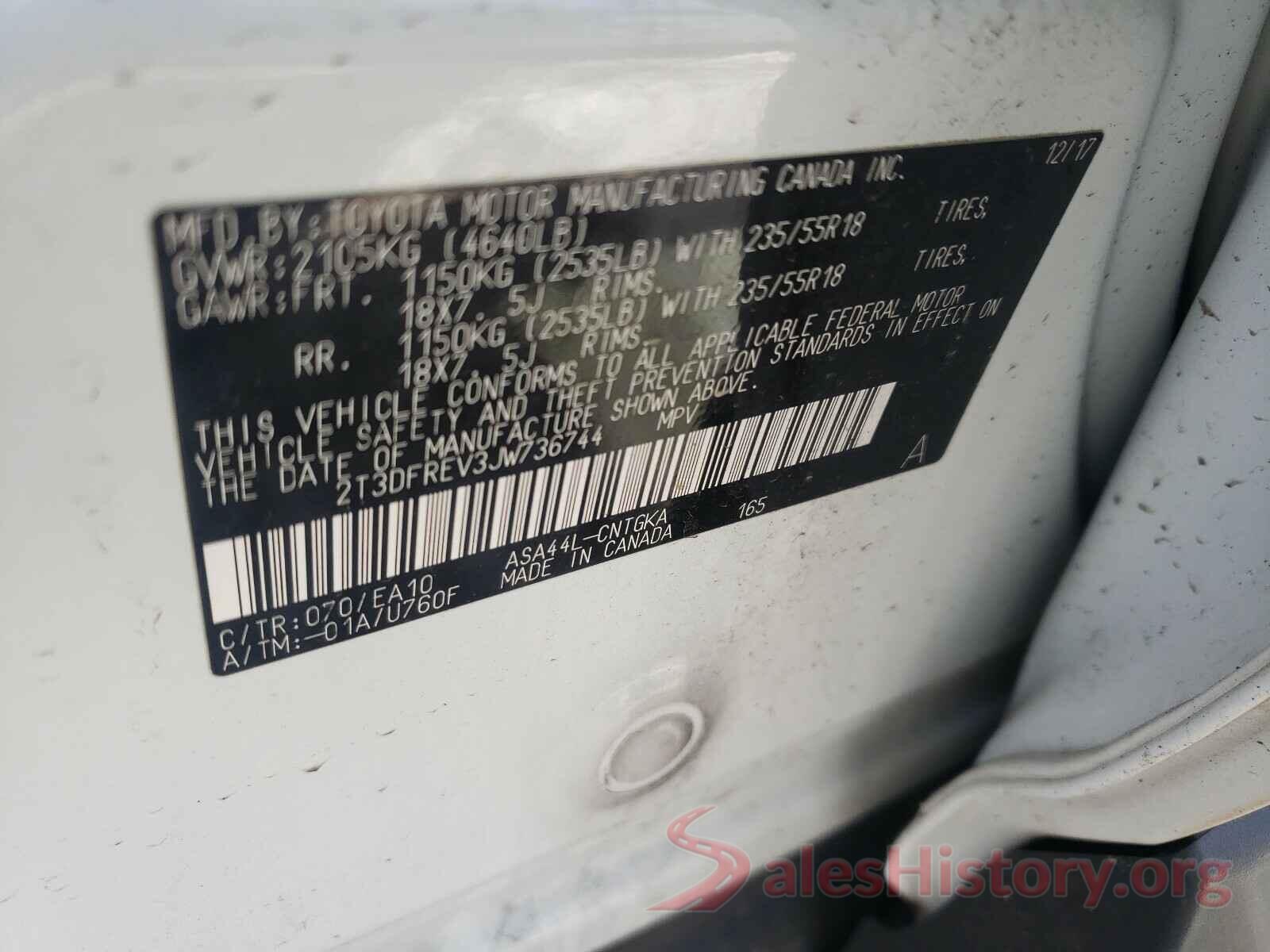 2T3DFREV3JW736744 2018 TOYOTA RAV4