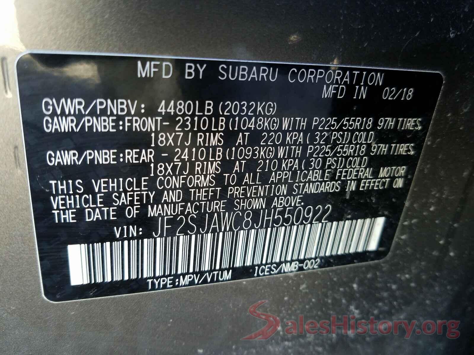 JF2SJAWC8JH550922 2018 SUBARU FORESTER