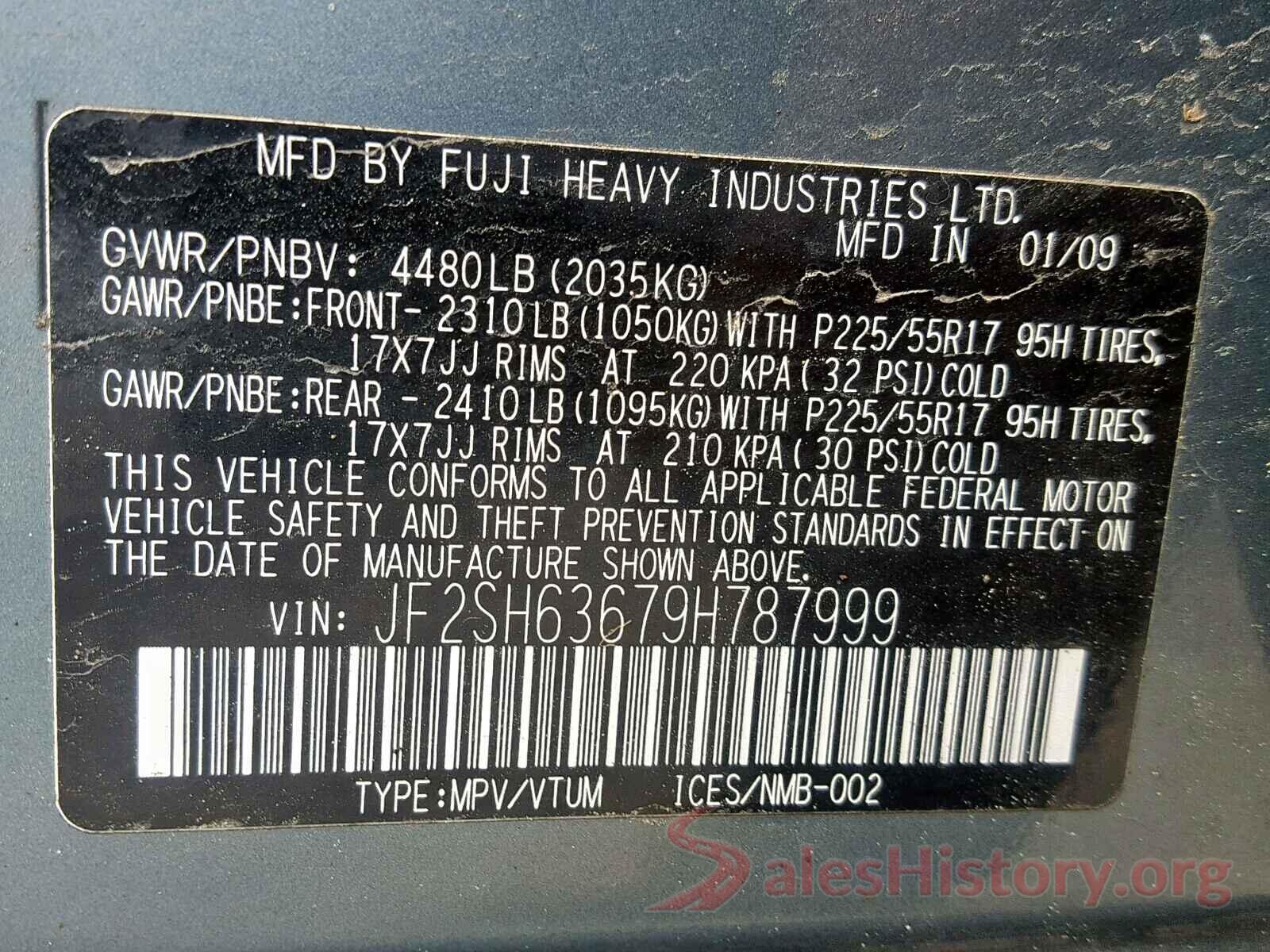 JF2SH63679H787999 2009 SUBARU FORESTER