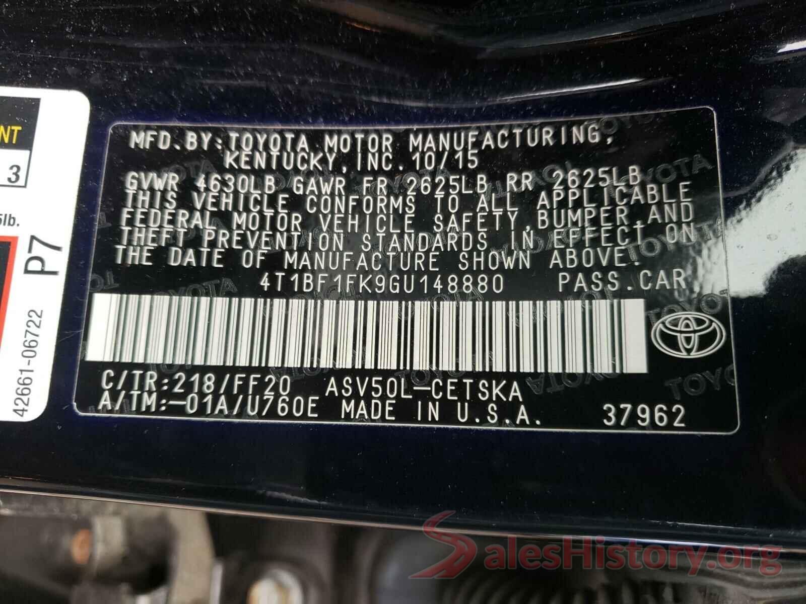 4T1BF1FK9GU148880 2016 TOYOTA CAMRY