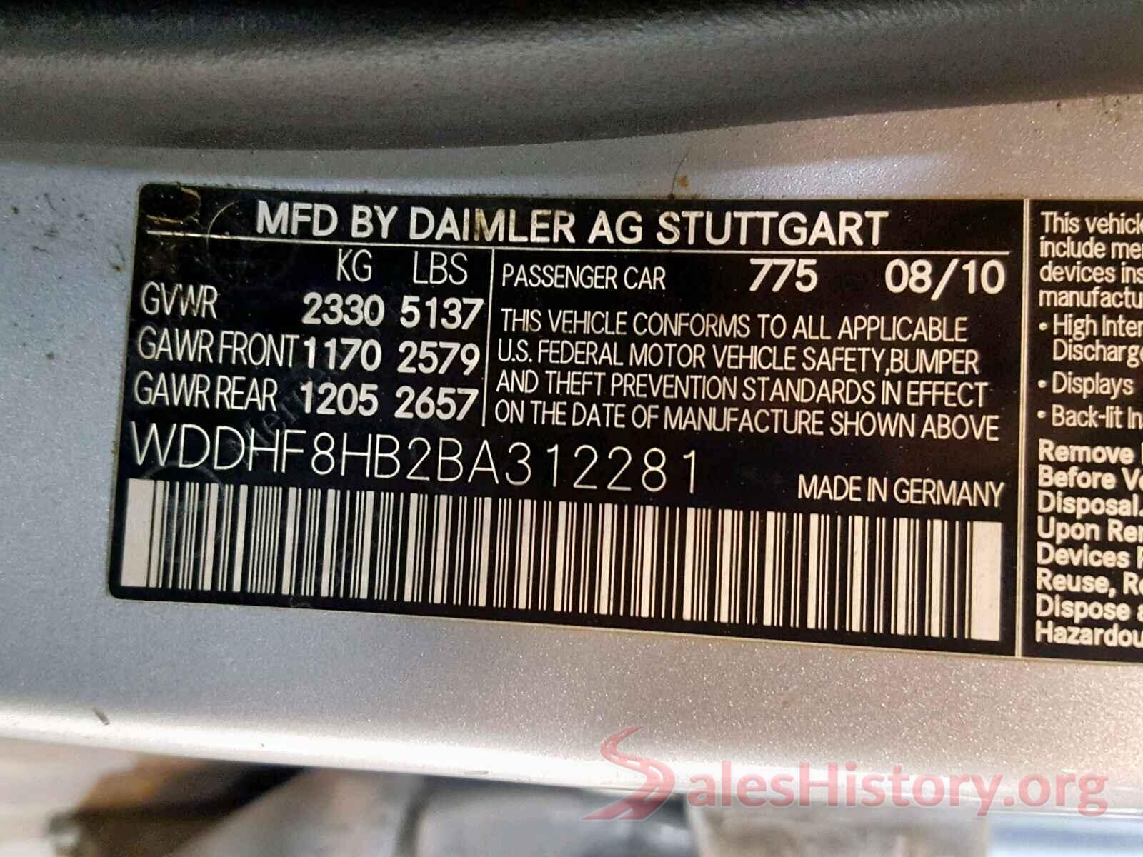 WDDHF8HB2BA312281 2011 MERCEDES-BENZ E 350 4MAT