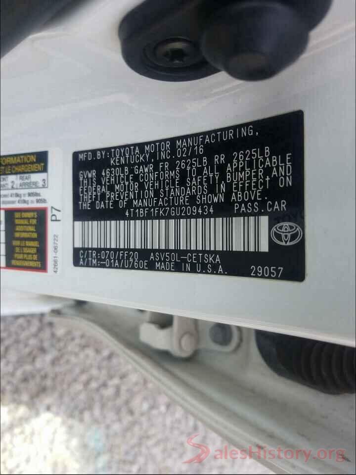 4T1BF1FK7GU209434 2016 TOYOTA CAMRY