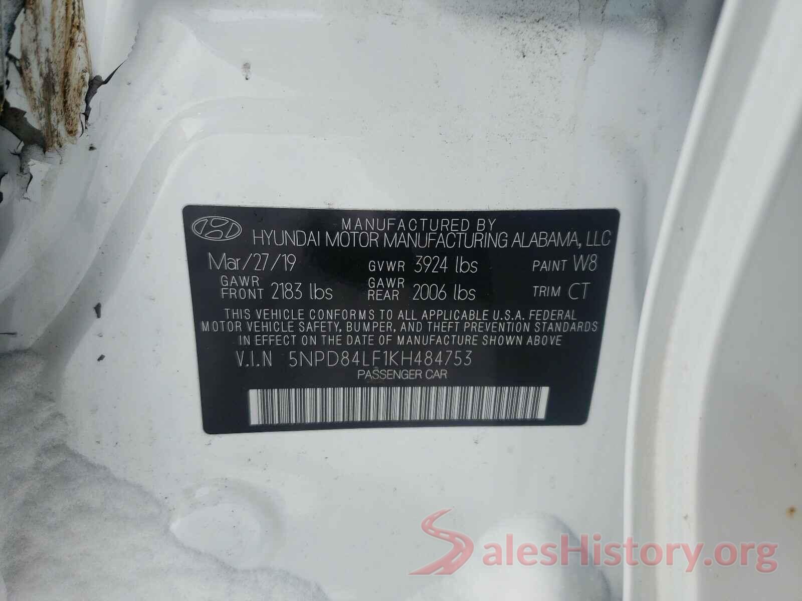 5NPD84LF1KH484753 2019 HYUNDAI ELANTRA