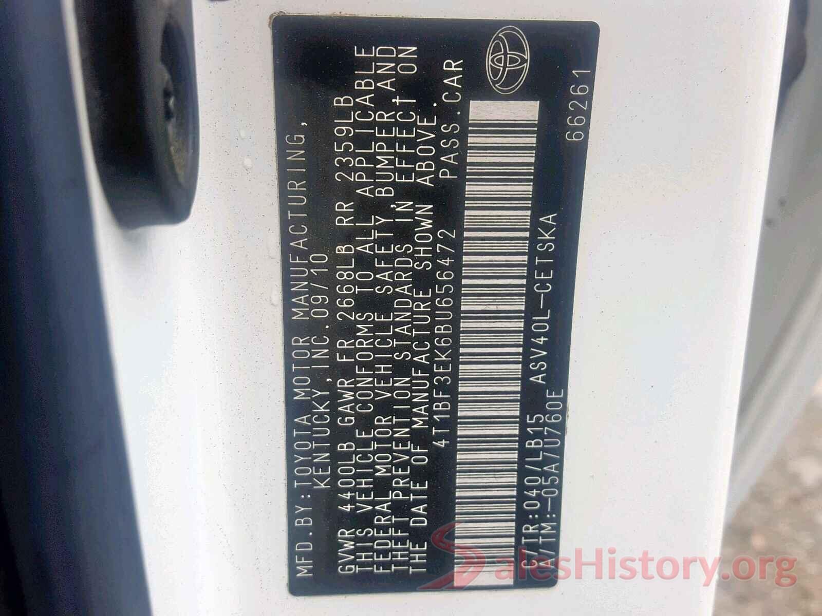 4T1BF3EK6BU656472 2011 TOYOTA CAMRY BASE