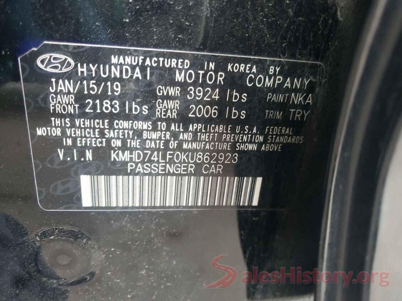 KMHD74LF0KU862923 2019 HYUNDAI ELANTRA