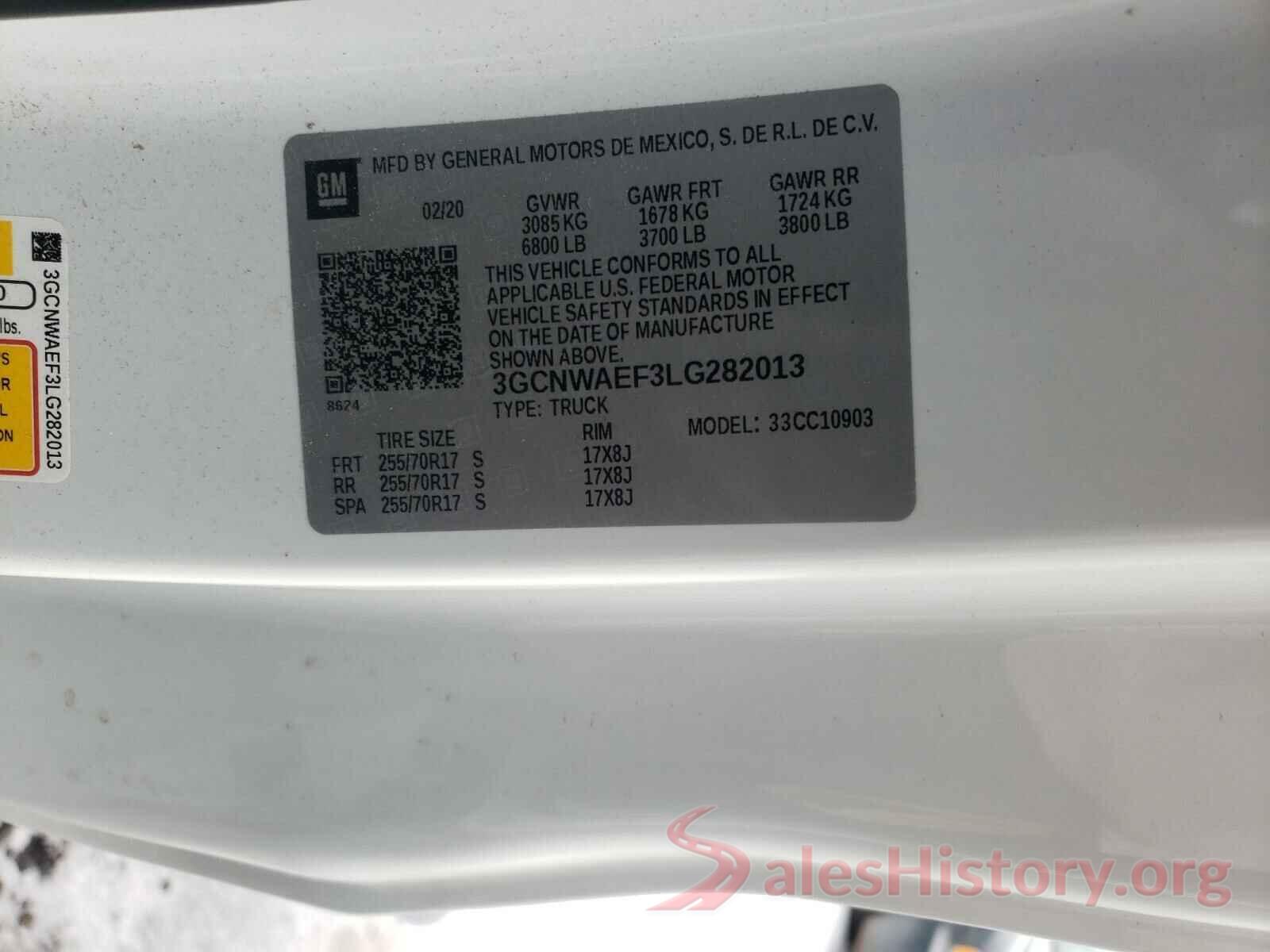 3GCNWAEF3LG282013 2020 CHEVROLET SILVERADO