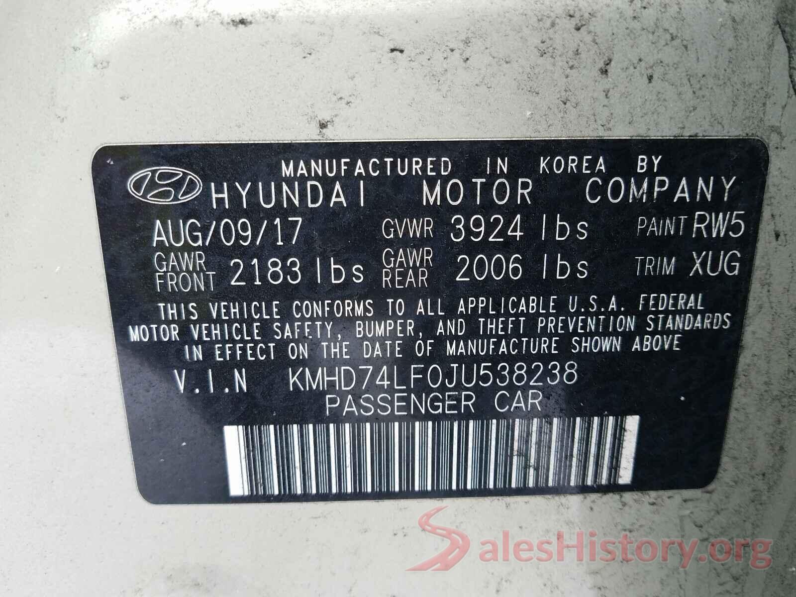 KMHD74LF0JU538238 2018 HYUNDAI ELANTRA