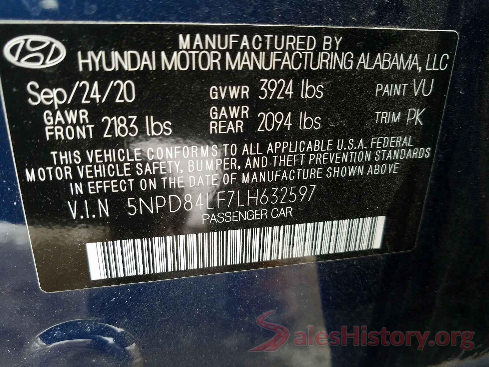 5NPD84LF7LH632597 2020 HYUNDAI ELANTRA