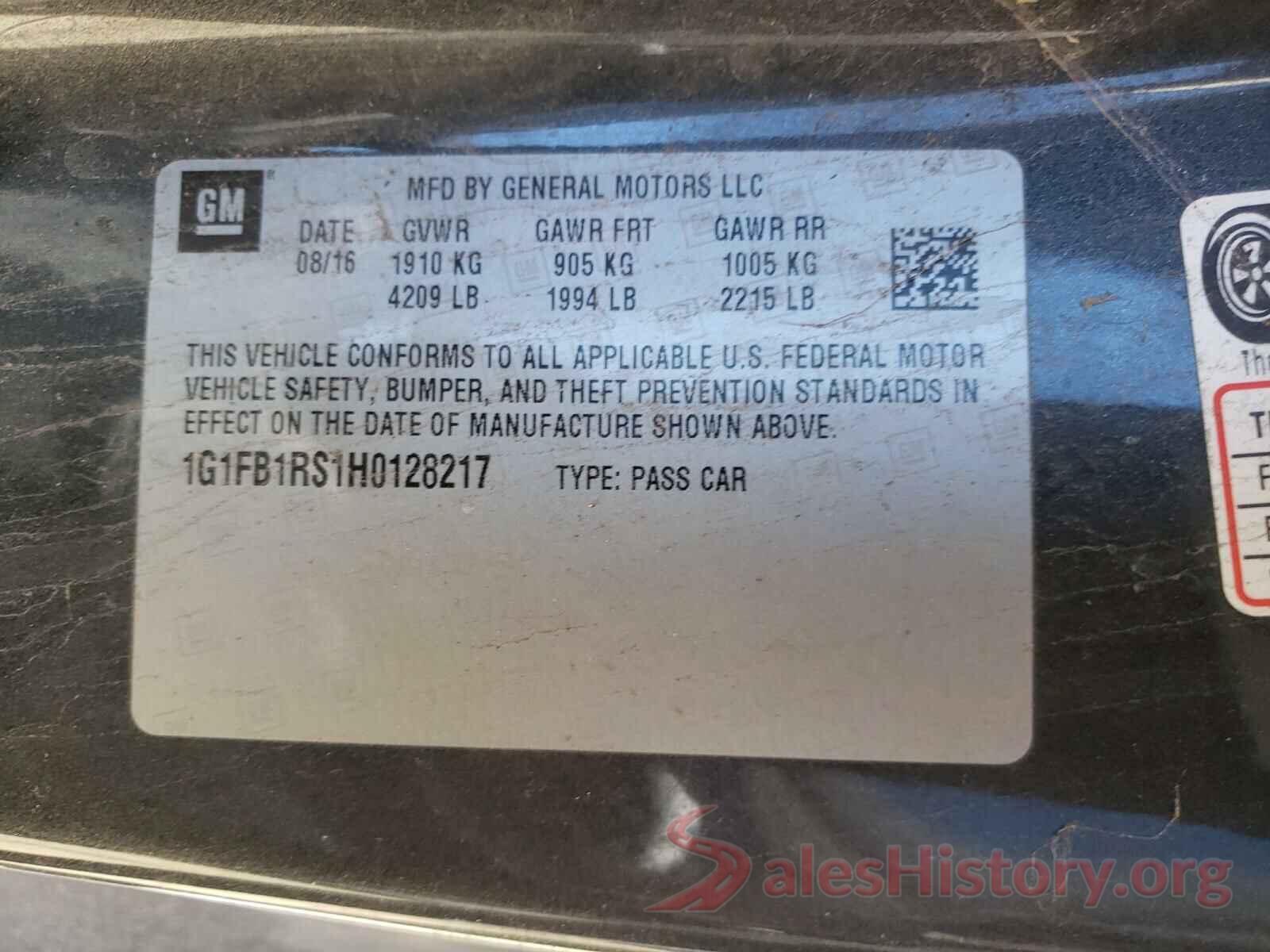 1G1FB1RS1H0128217 2017 CHEVROLET CAMARO