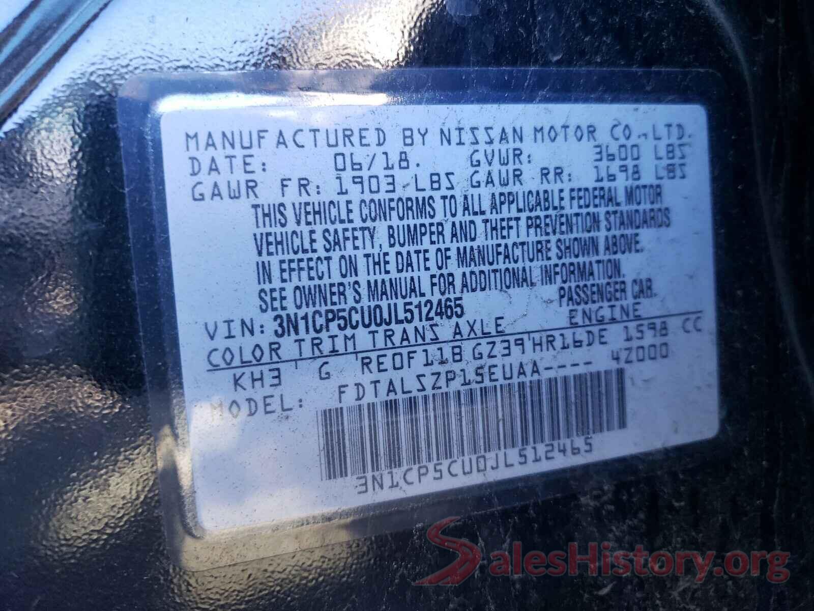 3N1CP5CU0JL512465 2018 NISSAN KICKS