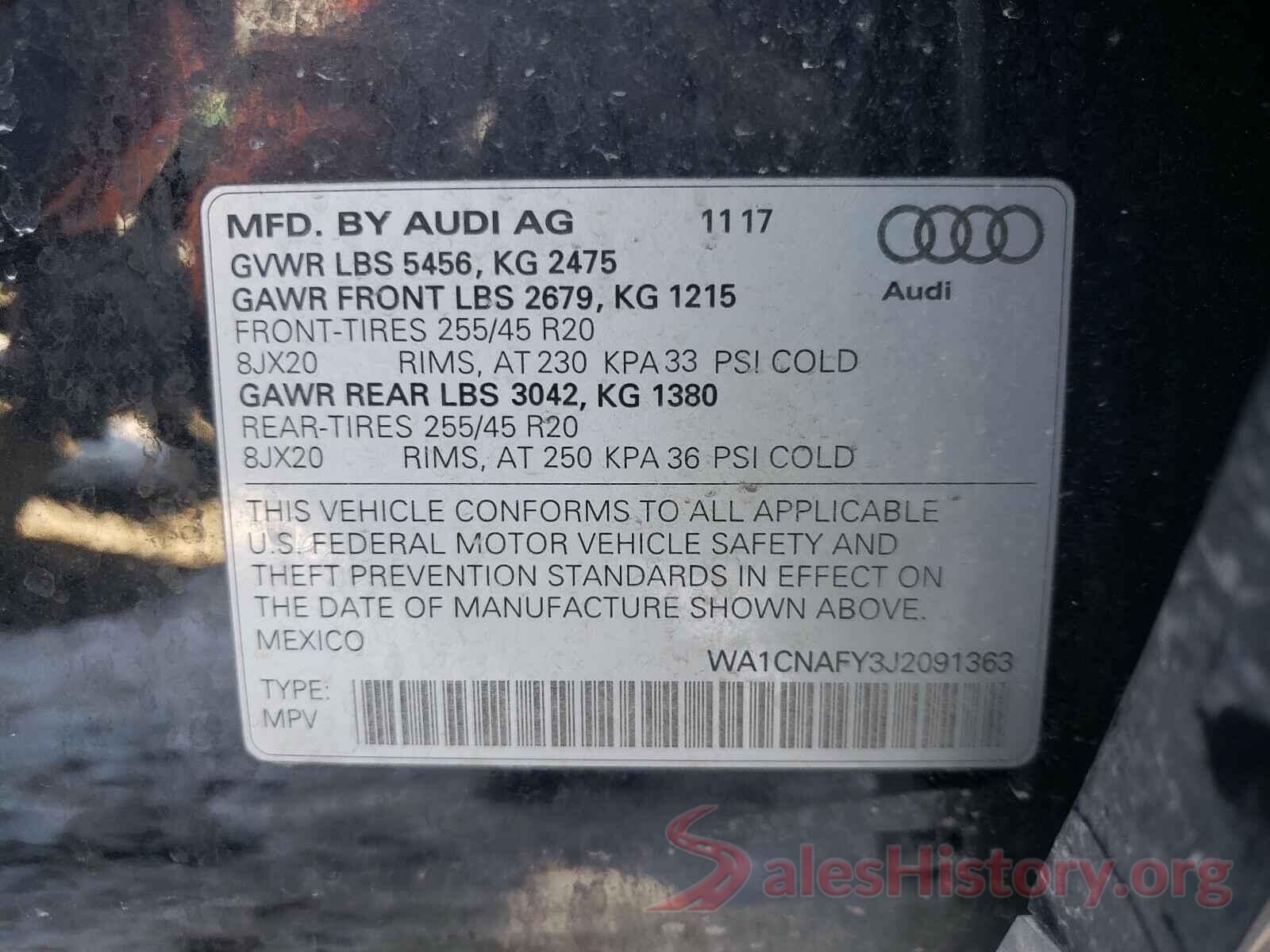 WA1CNAFY3J2091363 2018 AUDI Q5