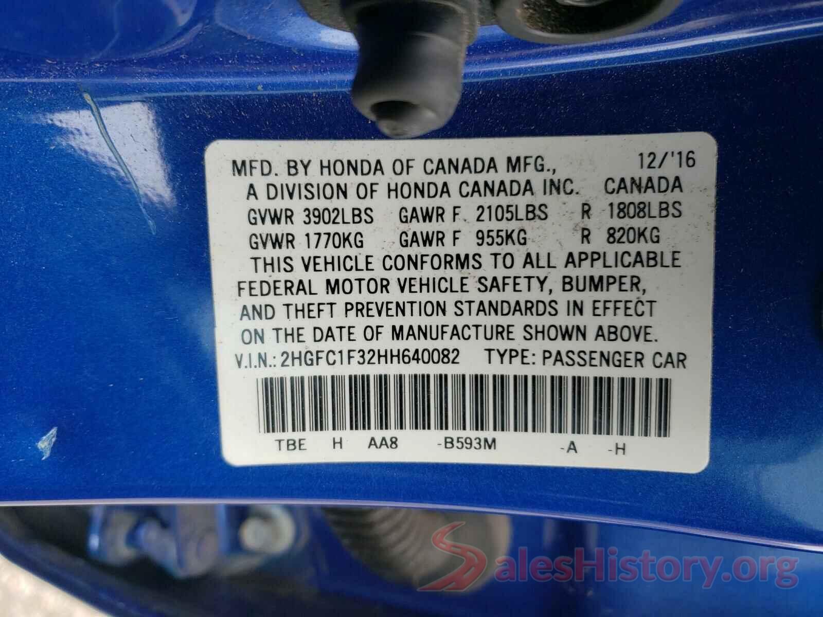 2HGFC1F32HH640082 2017 HONDA CIVIC