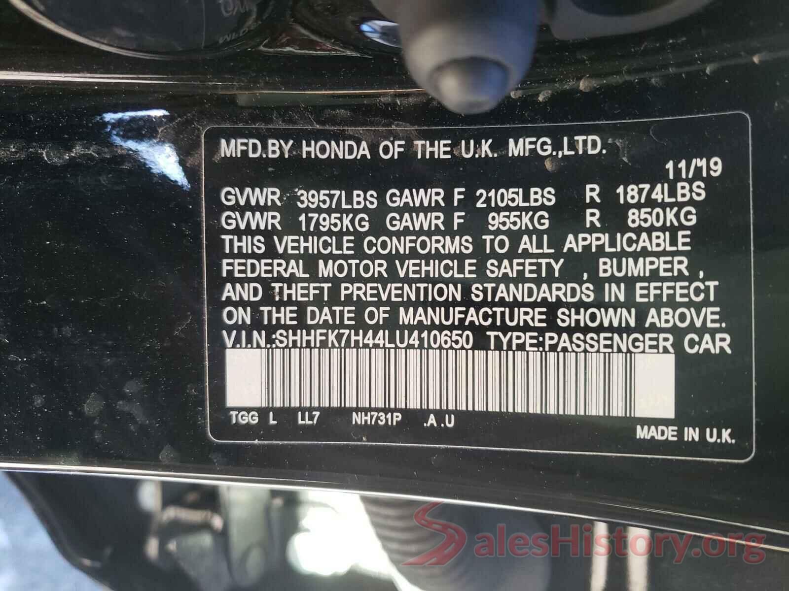 SHHFK7H44LU410650 2020 HONDA CIVIC