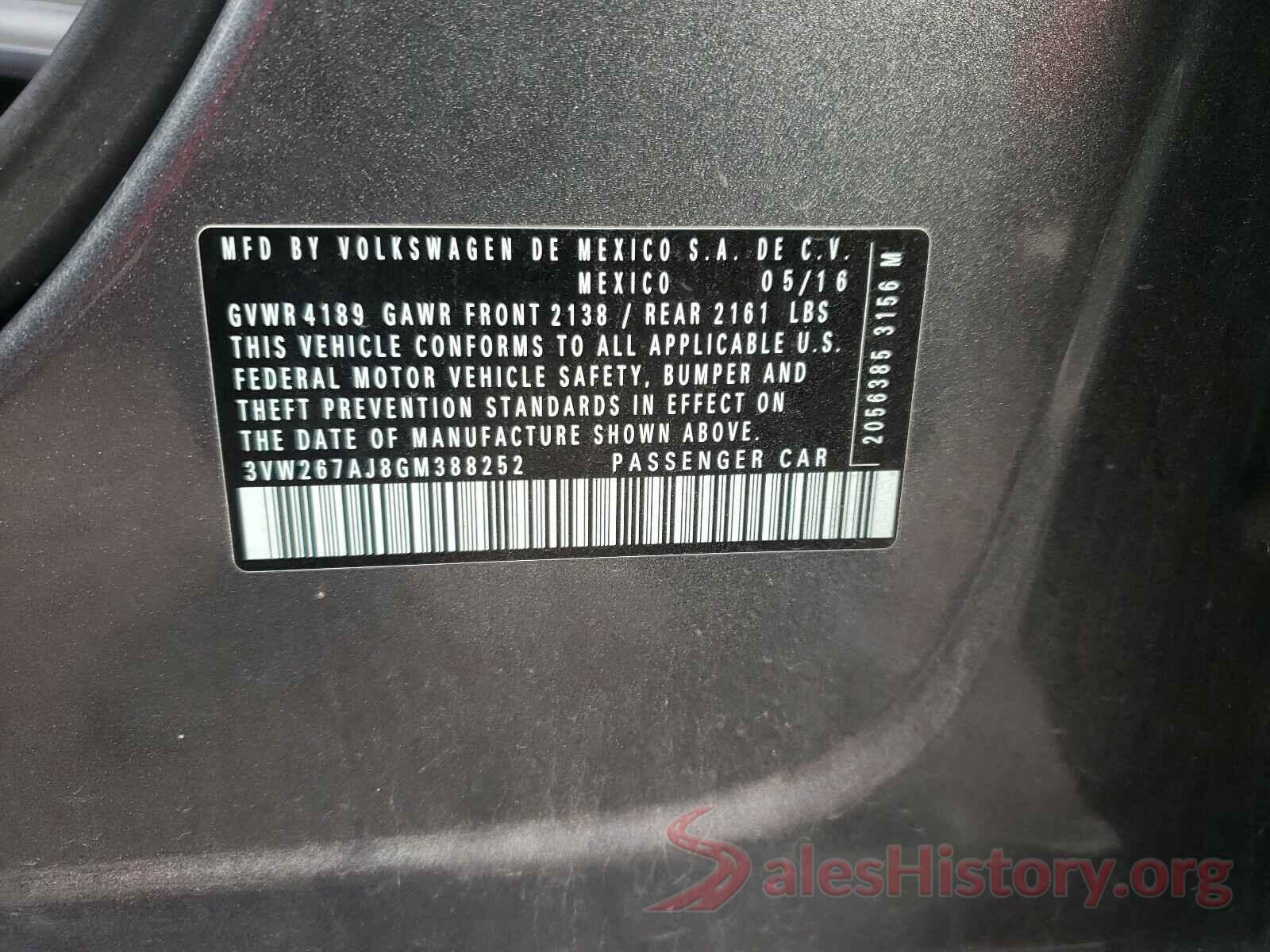 3VW267AJ8GM388252 2016 VOLKSWAGEN JETTA