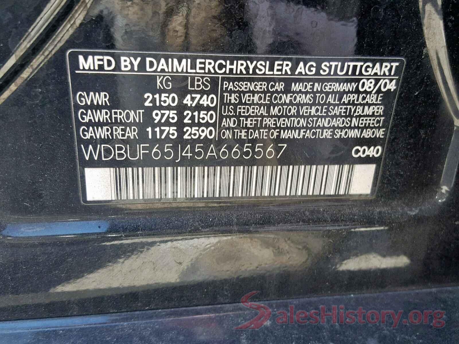 WDBUF65J45A665567 2005 MERCEDES-BENZ E CLASS