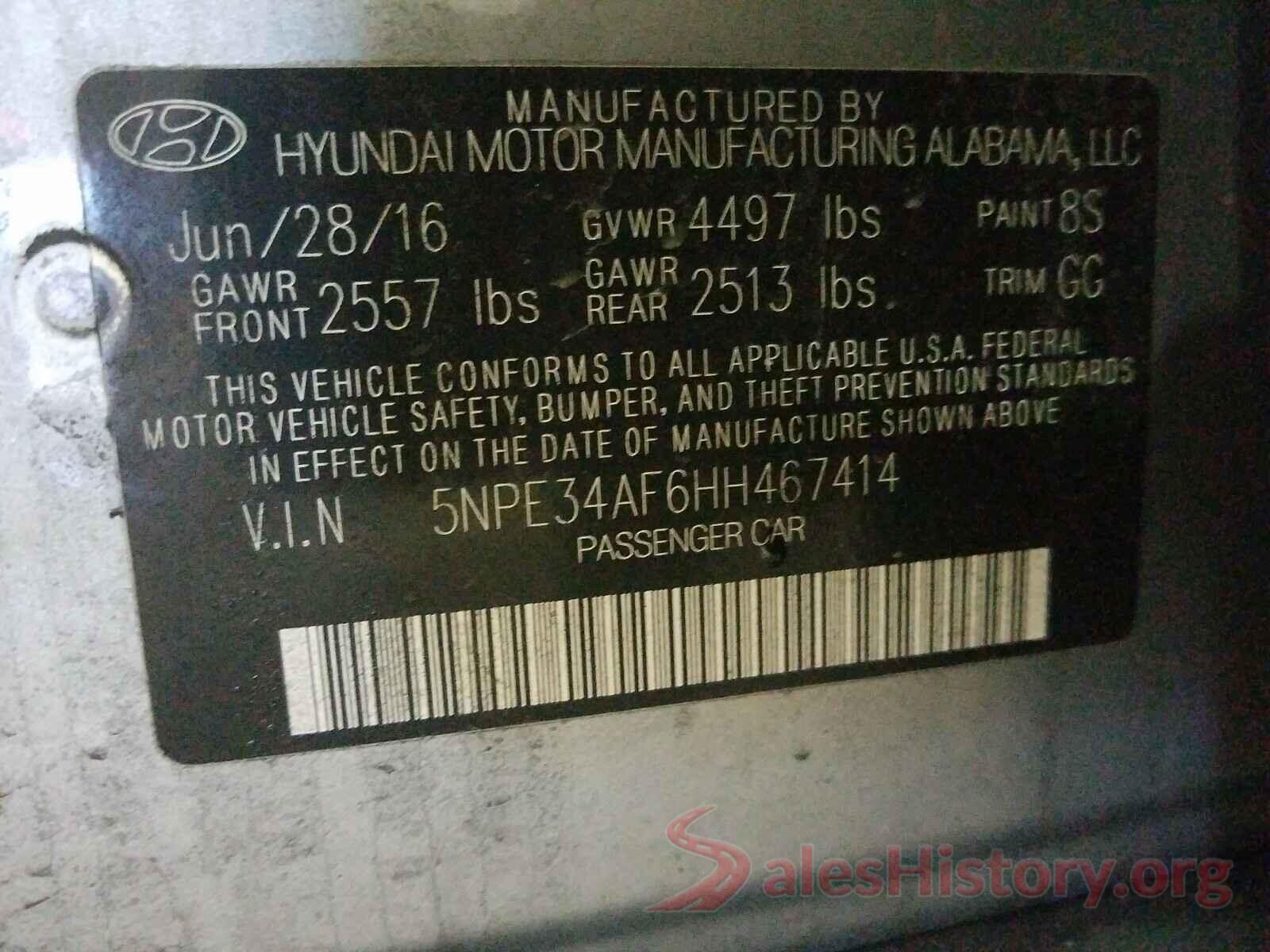 5NPE34AF6HH467414 2017 HYUNDAI SONATA