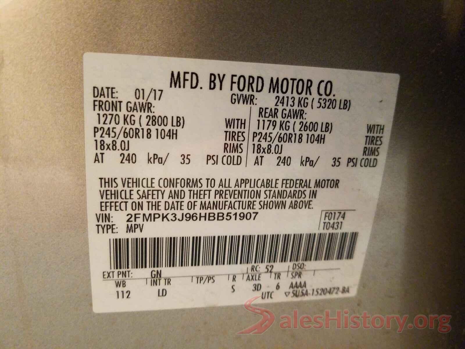 2FMPK3J96HBB51907 2017 FORD EDGE