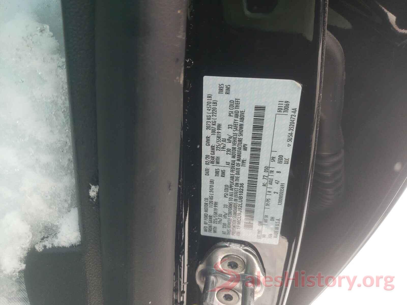 1FMCU9J92LUB10236 2020 FORD ESCAPE