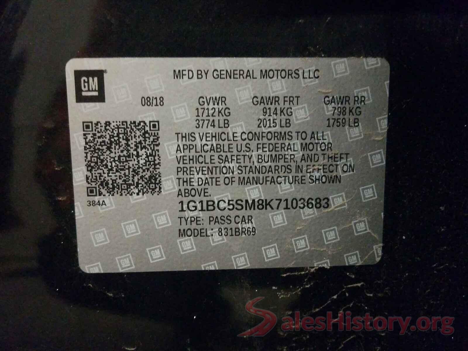 1G1BC5SM8K7103683 2019 CHEVROLET CRUZE