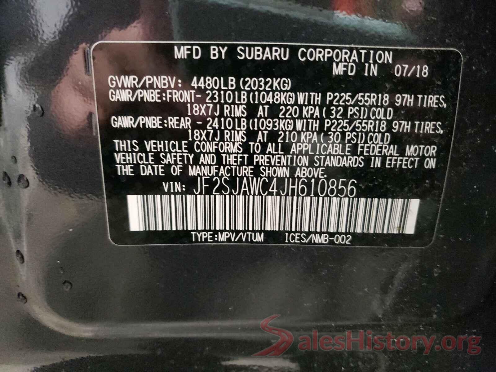 JF2SJAWC4JH610856 2018 SUBARU FORESTER