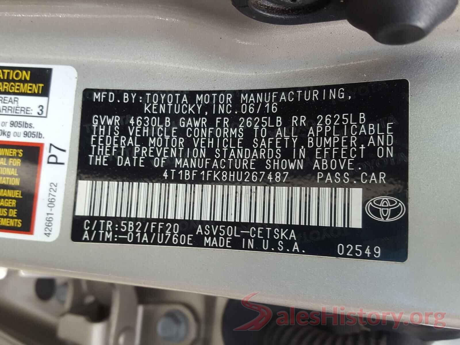 4T1BF1FK8HU267487 2017 TOYOTA CAMRY