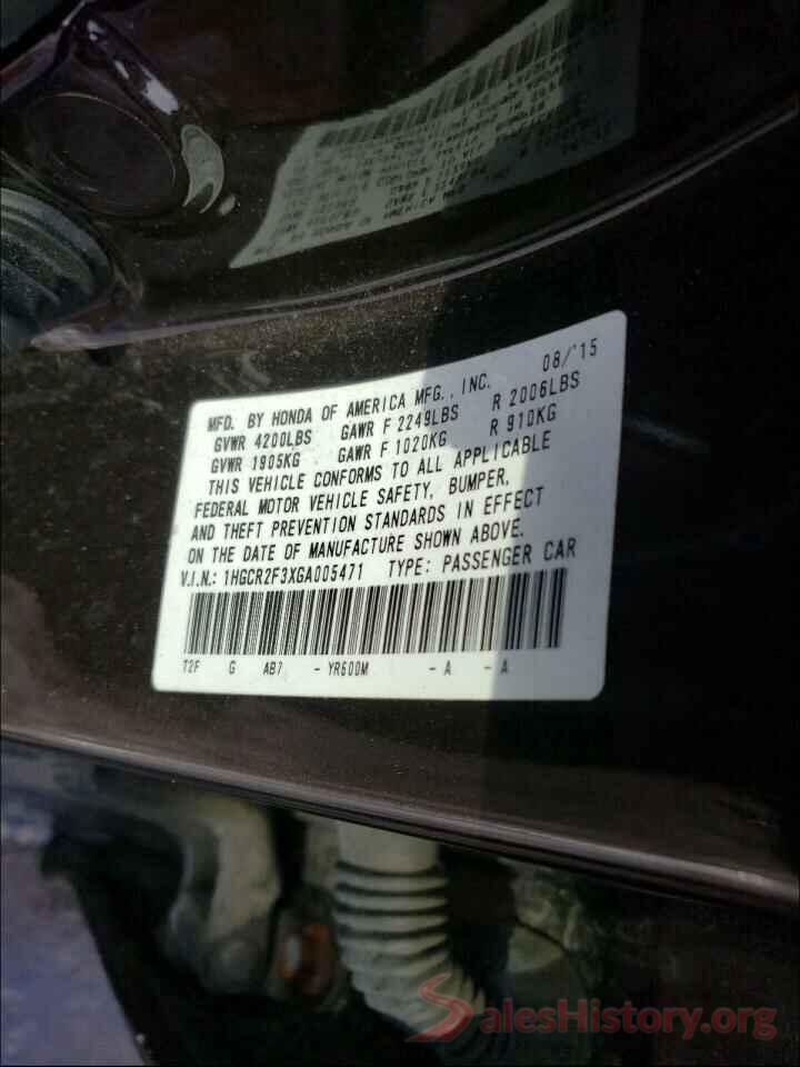 1HGCR2F3XGA005471 2016 HONDA ACCORD