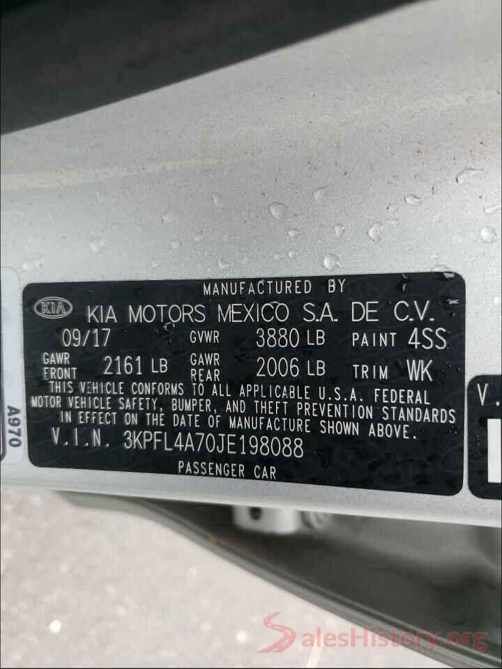 3KPFL4A70JE198088 2018 KIA FORTE